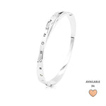 Load image into Gallery viewer, SO SEOUL Roman Numeral Intertwine Encrusted Diamond Simulant Rhodium/Rose Gold Side Hinged Bangle