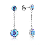 Load image into Gallery viewer, SO SEOUL Bella Light Sapphire or Light Siam Shimmer Swarovski® Crystal and Silver Chain Dangle Earrings