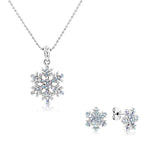 Load image into Gallery viewer, SO SEOUL "Let it Snow" Snowflake Aurore Boreale or Blue Crystal Stud Earrings and Pendant Necklace Jewelry Gift Set