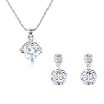 Load image into Gallery viewer, SO SEOUL Athena 2.0 CARAT Round Brilliant-Cut Diamond Simulant Zirconia Solitaire Pendant and Drop Earrings Jewelry Set