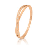 Load image into Gallery viewer, SO SEOUL Roman Numeral Intertwine Encrusted Diamond Simulant Rhodium/Rose Gold Side Hinged Bangle