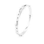 Load image into Gallery viewer, SO SEOUL Roman Numeral Intertwine Encrusted Diamond Simulant Rhodium/Rose Gold Side Hinged Bangle