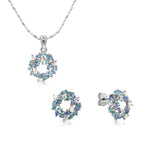 Load image into Gallery viewer, SO SEOUL Aqua Blue or Glimmering Purple Wreath Austrian Crystal Stud Earrings and Pendant Necklace Set