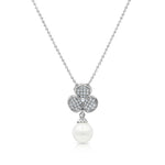 Load image into Gallery viewer, SO SEOUL Alette Clover Elegance Set - Pave Cubic Zirconia Necklace with Pearl Drop & Matching Stud Earrings