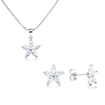 Load image into Gallery viewer, SO SEOUL Leilani Starflower Diamond Simulant Cubic Zirconia Stud Earrings and Pendant Necklace Set