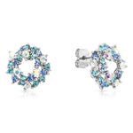 Load image into Gallery viewer, SO SEOUL Aqua Blue or Glimmering Purple Wreath Austrian Crystal Stud Earrings and Pendant Necklace Set