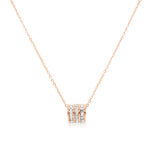 Load image into Gallery viewer, SO SEOUL Aurelia Triple Rolling Barrel Square Diamond Simulant Zircon Rose Gold Pendant Necklace