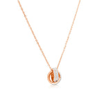 Load image into Gallery viewer, SO SEOUL Aurelia Barrel Double Circle Interlocking Austrian Crystal Rose Gold Pendant Chain Necklace