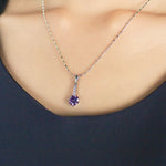 Load image into Gallery viewer, SO SEOUL Lic Crown Solitaire White or Purple Simulated Diamond Cubic Zirconia Necklace and Earrings Set