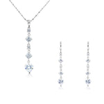 Load image into Gallery viewer, SO SEOUL Athena Solitaire Round and Heart Brilliant Dazzling Dangle Cubic Zirconia Drop Earrings and Pendant Necklace Set