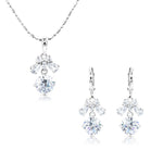 Load image into Gallery viewer, SO SEOUL Chic Ribbon Bow Solitaire Diamond Simulant Cubic Zirconia Hoop Earring and Pendant Necklace Set