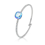 Load image into Gallery viewer, SO SEOUL Carina Cushion Moonlight/Light Sapphire Shimmer Swarovski® Crystal Spiral Open-End Bangle