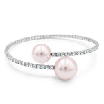 Load image into Gallery viewer, SO SEOUL Quinn Pearl Bracelet – Spiral Adjustable Cuff with Austrian Crystals in Pink or White