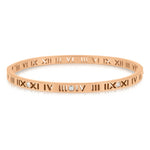 Load image into Gallery viewer, SO SEOUL Roman Numeral Encrusted Diamond Simulant Cubic Zirconia Silver/Rose Gold Side Hinged Bangle