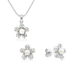 Load image into Gallery viewer, SO SEOUL Leilani Aurore Boreale Crystal and Pearl Flower Jewelry Set
