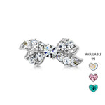 Load image into Gallery viewer, SO SEOUL Graceful Lifelong Ribbon Bow Mini Brooch with Austrian Crystals, Kerongsang Pin - Available in White, Aurore Boreale, Turquoise, and Pink