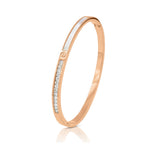Load image into Gallery viewer, SO SEOUL Claire Mother of Pearl Half Encrusted Emerald Austrian Crystal Rose Gold Side Hinged Bangle