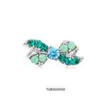 Load image into Gallery viewer, SO SEOUL Graceful Lifelong Ribbon Bow Mini Brooch with Austrian Crystals, Kerongsang Pin - Available in White, Aurore Boreale, Turquoise, and Pink