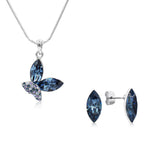 Load image into Gallery viewer, SO SEOUL Caria Butterfly Moonlight and Montana Swarovski® Crystal Earrings and Necklace Jewelry Gift Set