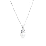 Load image into Gallery viewer, SO SEOUL Elegant Pearl and Diamond Simulant Ribbon Hoop Earrings and Pendant Necklace Set