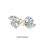 Load image into Gallery viewer, SO SEOUL Graceful Lifelong Ribbon Bow Mini Brooch with Austrian Crystals, Kerongsang Pin - Available in White, Aurore Boreale, Turquoise, and Pink