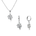 Load image into Gallery viewer, SO SEOUL Alette Clover Cluster Cubic Zirconia Drop Hoop Earrings and Pendant Necklace Set