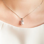 Load image into Gallery viewer, SO SEOUL Elegant Pearl and Diamond Simulant Ribbon Hoop Earrings and Pendant Necklace Set