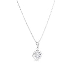 Load image into Gallery viewer, SO SEOUL Camellia Flower Encased Diamond Simulant Zirconia Pendant Necklace and Hoop Earrings Set