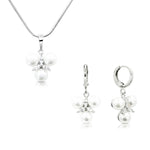 Load image into Gallery viewer, SO SEOUL Everleigh Trilliant Pearl with Marquise Cut Diamond Simulant Cubic Zirconia Pendant Necklace and Hoop Earrings Set
