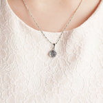 Load image into Gallery viewer, SO SEOUL Camellia Flower Encased Diamond Simulant Zirconia Pendant Necklace and Hoop Earrings Set