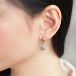 Load image into Gallery viewer, SO SEOUL Camellia Flower Encased Diamond Simulant Zirconia Pendant Necklace and Hoop Earrings Set