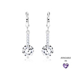 Load image into Gallery viewer, SO SEOUL Lic Crown Solitaire White or Purple Simulated Diamond Cubic Zirconia Hoop or Clip-On Earrings
