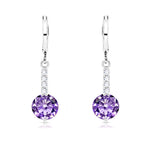 Load image into Gallery viewer, SO SEOUL Lic Crown Solitaire White or Purple Simulated Diamond Cubic Zirconia Hoop or Clip-On Earrings