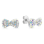 Load image into Gallery viewer, SO SEOUL Ribbon Bow Aurore Boreale Austrian Crystal Stud Earrings and Necklace Jewelry Set