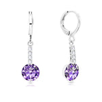 Load image into Gallery viewer, SO SEOUL Lic Crown Solitaire White or Purple Simulated Diamond Cubic Zirconia Hoop or Clip-On Earrings