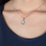 Load image into Gallery viewer, SO SEOUL Luxury Crown 3-Prong Solitaire Pear Cut Diamond Simulant Hoop Earrings and Pendant Necklace Set