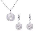 Load image into Gallery viewer, SO SEOUL Callista Overlapping Square Diamond Simulant Cubic Zirconia Pendant Necklace and Hoop Earrings Set