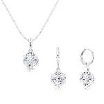 Load image into Gallery viewer, SO SEOUL Atlas Sphere Diamond Simulant Cubic Zirconia Hoop Earrings and Pendant Necklace Jewelry Set