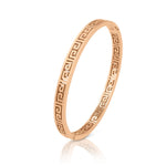 Load image into Gallery viewer, SO SEOUL Greek Meander Key Gorgeous Maze Rose Gold Side Hinged Bangle