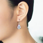 Load image into Gallery viewer, SO SEOUL Luxury Crown 3-Prong Solitaire Pear Cut Diamond Simulant Hoop Earrings and Pendant Necklace Set