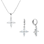 Load image into Gallery viewer, SO SEOUL Callista Floral Marquise-Cut Diamond Simulant Cubic Zirconia Hoop Earrings and Pendant Necklace Jewelry Set