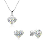 Load image into Gallery viewer, SO SEOUL Amora Love Puffed Heart Aurore Boreale Austrian Crystal Stud Earrings and Pendant Chain Necklace Jewelry Gift Set