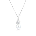 Load image into Gallery viewer, SO SEOUL Alette Clover Set - Cubic Zirconia Diamond Simulant with Pearl Necklace and Hinge Hoop Earrings