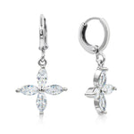 Load image into Gallery viewer, SO SEOUL Callista Floral Marquise-Cut Diamond Simulant Cubic Zirconia Hoop Earrings and Pendant Necklace Jewelry Set