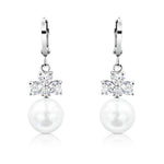 Load image into Gallery viewer, SO SEOUL Alette Clover Set - Cubic Zirconia Diamond Simulant with Pearl Necklace and Hinge Hoop Earrings