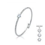 Load image into Gallery viewer, SO SEOUL Athena Round Heart Flower Diamond Simulant Cubic Zircon Spiral Adjustable Open-End Bangle