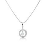 Load image into Gallery viewer, SO SEOUL Halo Open Circle Simulated Diamond Cubic Zirconia Pendant and Hoop Earrings Jewelry Set