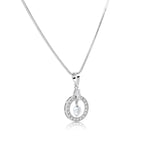 Load image into Gallery viewer, SO SEOUL Halo Open Circle Simulated Diamond Cubic Zirconia Pendant and Hoop Earrings Jewelry Set