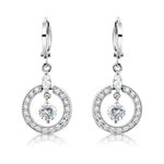 Load image into Gallery viewer, SO SEOUL Halo Open Circle Simulated Diamond Cubic Zirconia Pendant and Hoop Earrings Jewelry Set
