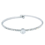 Load image into Gallery viewer, SO SEOUL Athena Round Heart Flower Diamond Simulant Cubic Zircon Spiral Adjustable Open-End Bangle